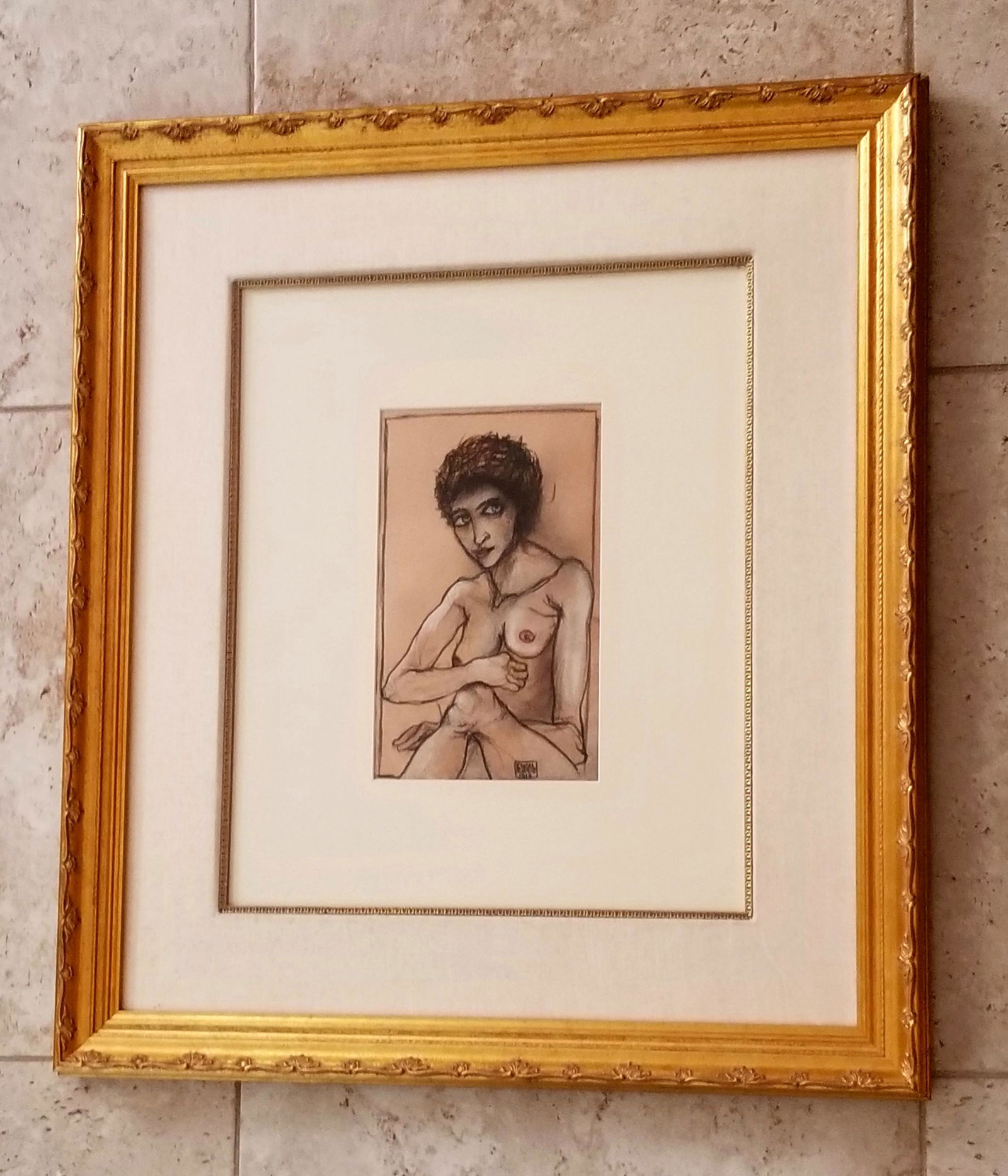 Egon Schiele 1917 Mixed Media Drawing (1 of 3)