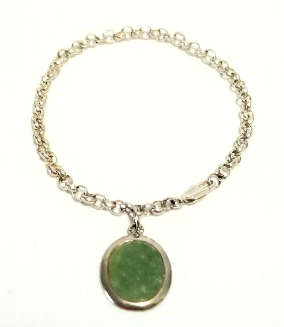 Nice 925 Silver Green Jade A Bracelet (1 of 6)