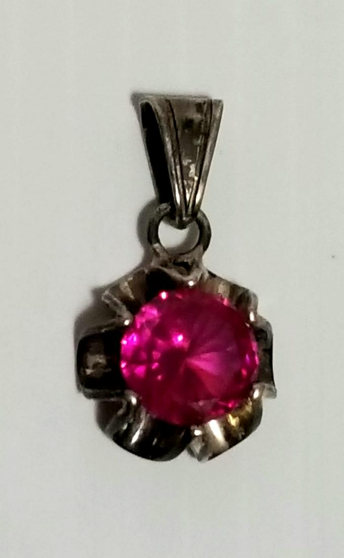 Taxco 925 Silver Red Crystal Pendant (1 of 4)