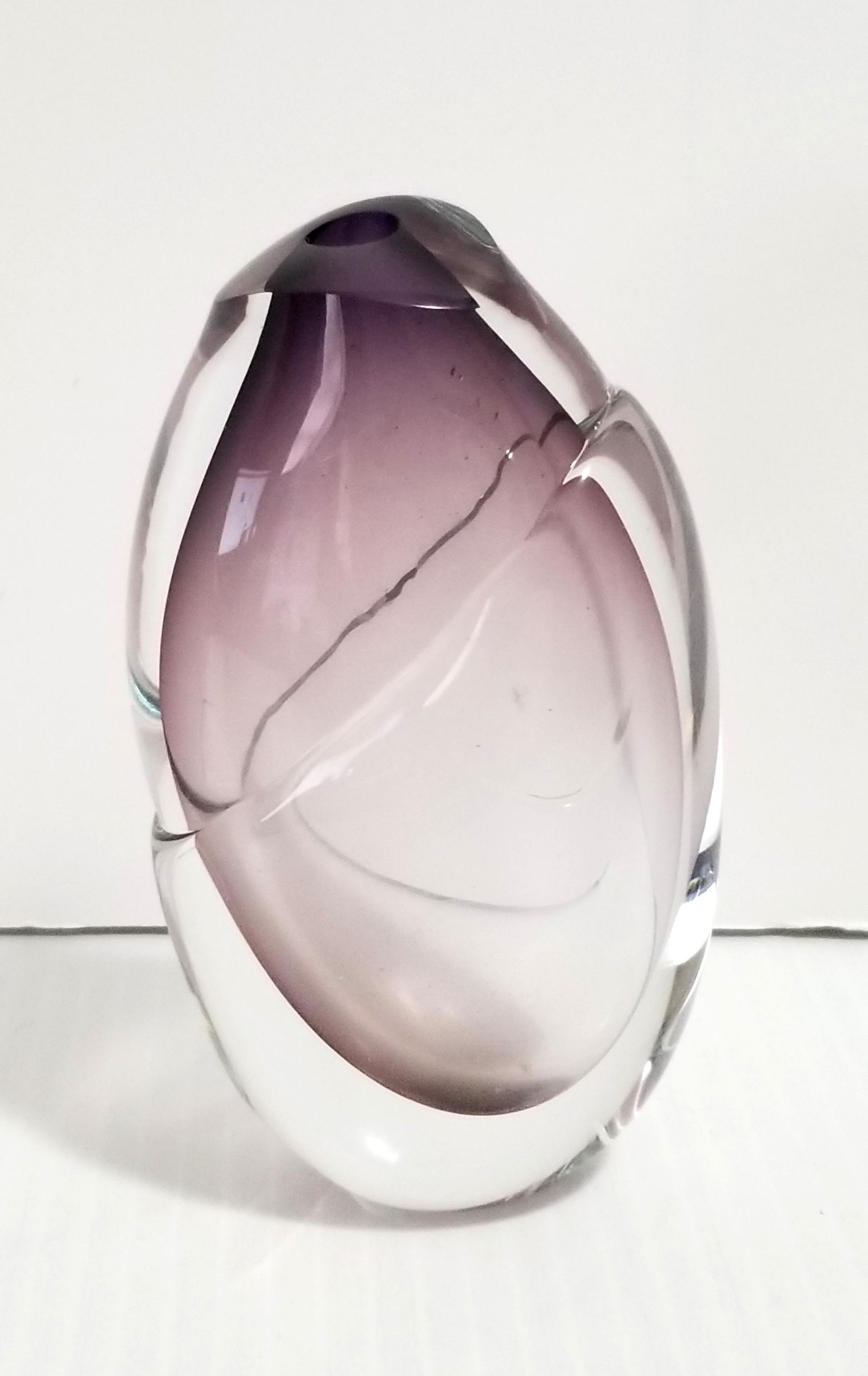 Beautiful Colors Amethyst Clear Signed Vase (1 of 3)