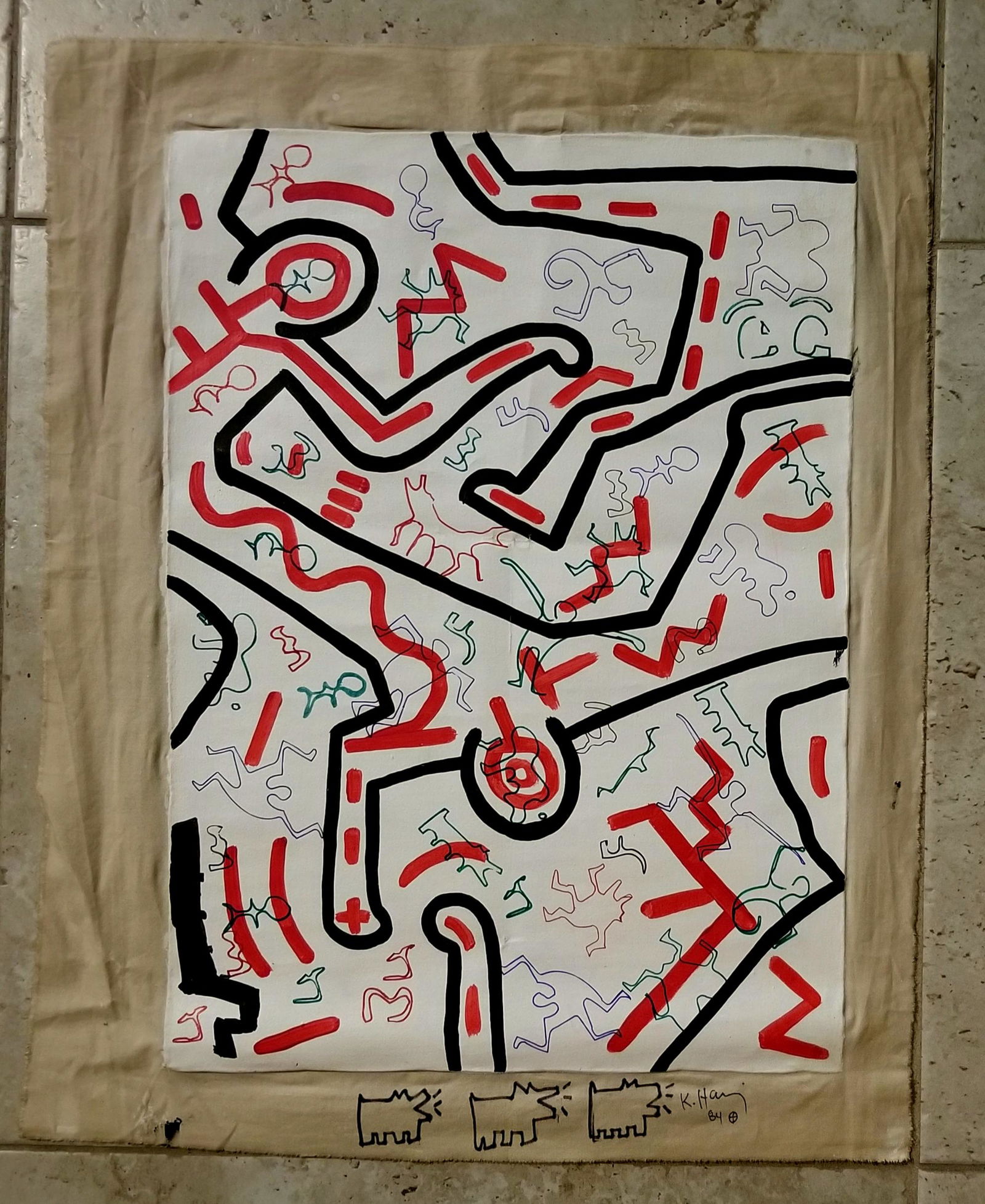 Keith Haring 1984 Acrylic Canvas (1 of 5)