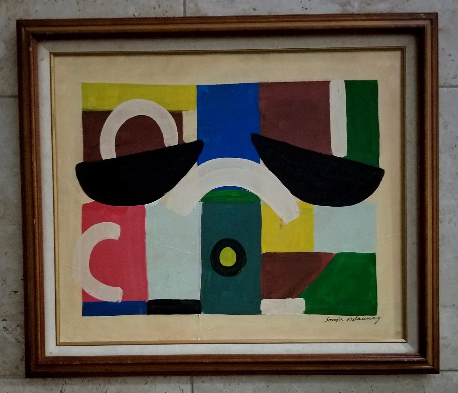 Sonia Delaunay Oil Canvas: Attribute to Sonia Delaunay, it does not have a COA. Medium: oil canvas. 28.5 x 24.5 inches. Provenance: private owner from Nebraska. Biography: Sonia Delaunay was born in the Ukraine in 1885 and rais