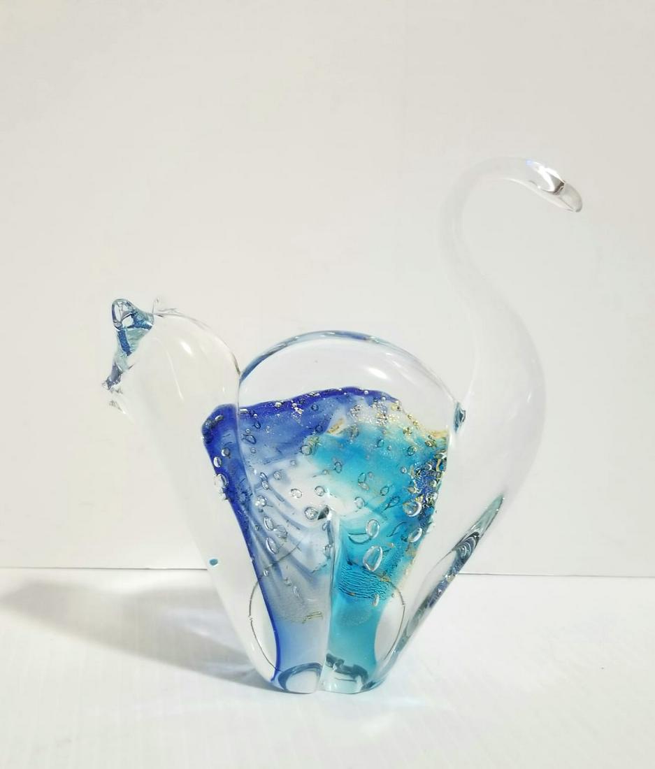 Vintage Murano Blue and Bubble Glass Art (1 of 4)
