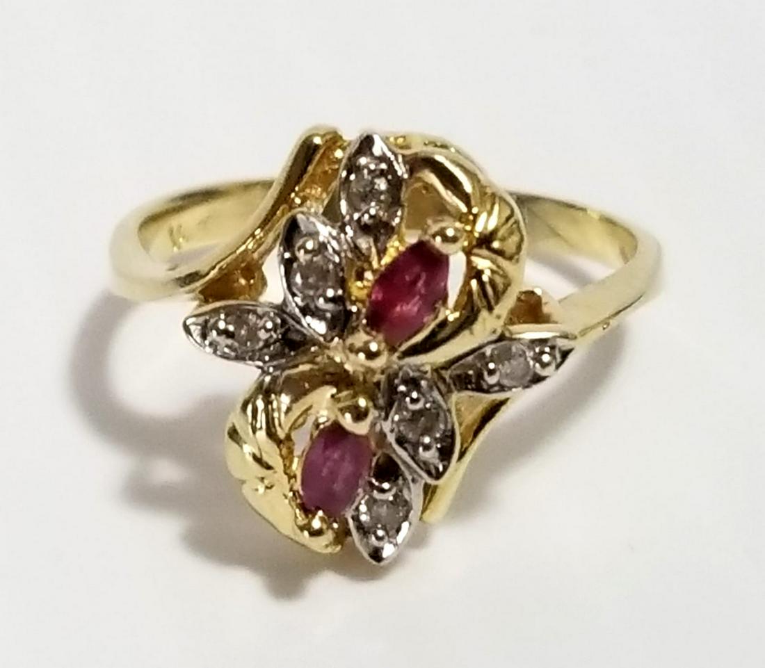 Nice 14 KT yellow diamonds Ruby Ring (1 of 5)