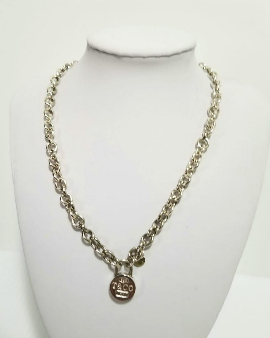 Tiffany & Co. Silver Circle Padlock Charm Necklace (1 of 7)