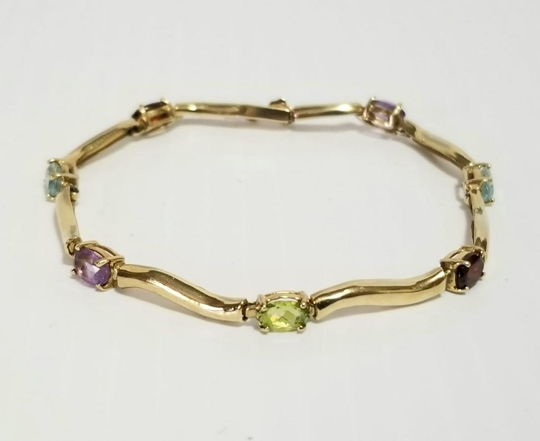 Nice 10 KT Gold and 7 Stones Articulated Bracelet (1 of 11)
