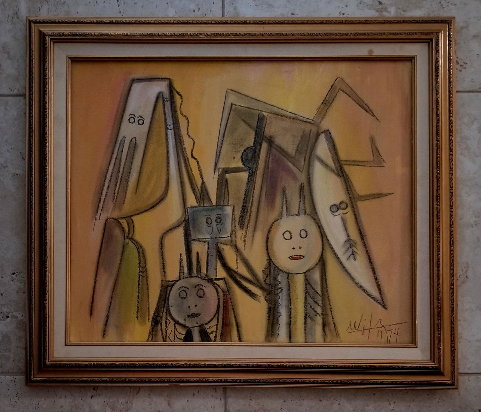 Wilfredo Lam 1974 Pastel Crayon Mixed Media Canvas (1 of 3)