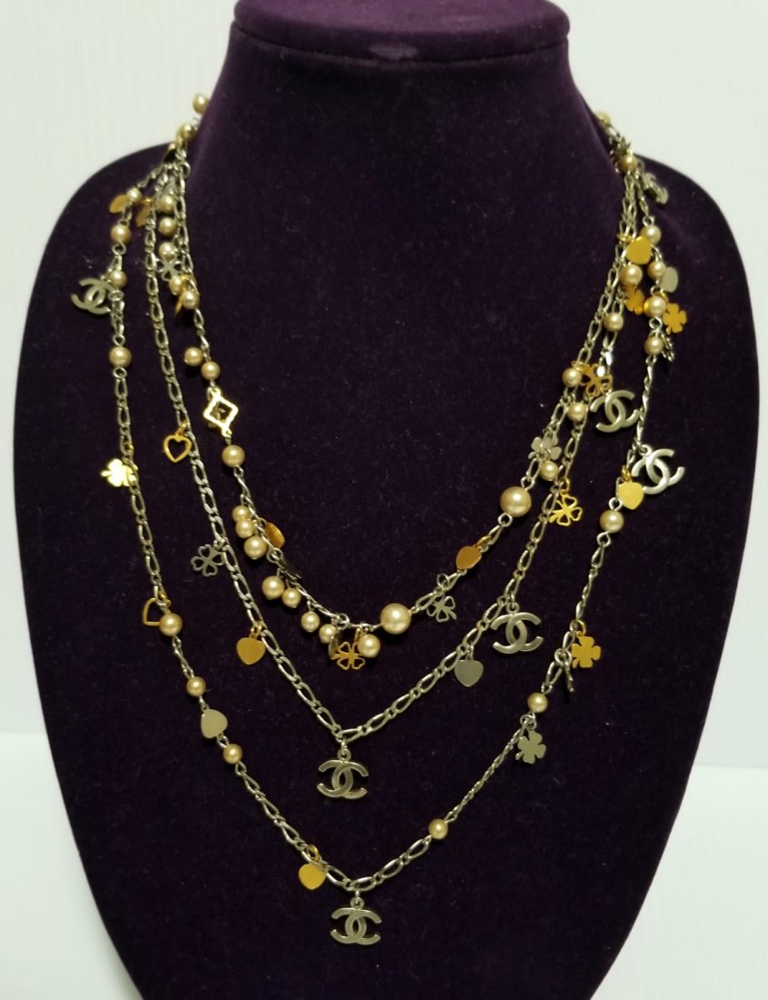 Vintage Chanel CC Silver and Pearls Necklace (1 of 6)