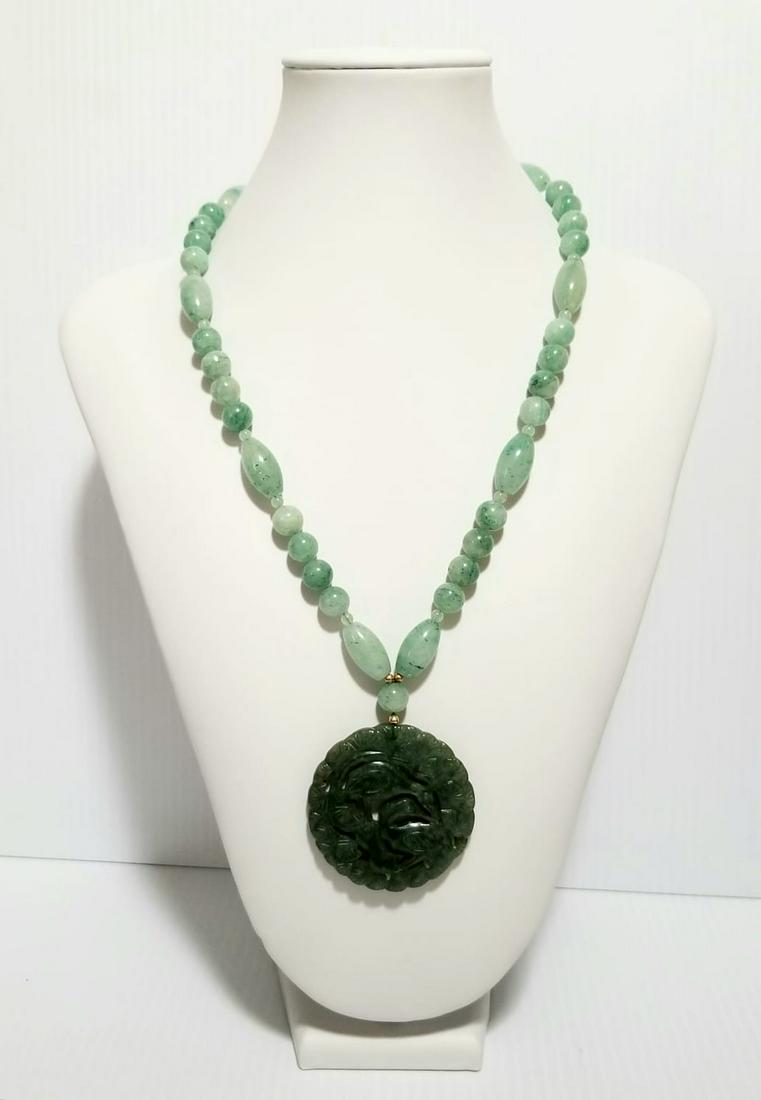 Beautiful 14KT Green Jade Medallion Necklace (1 of 7)