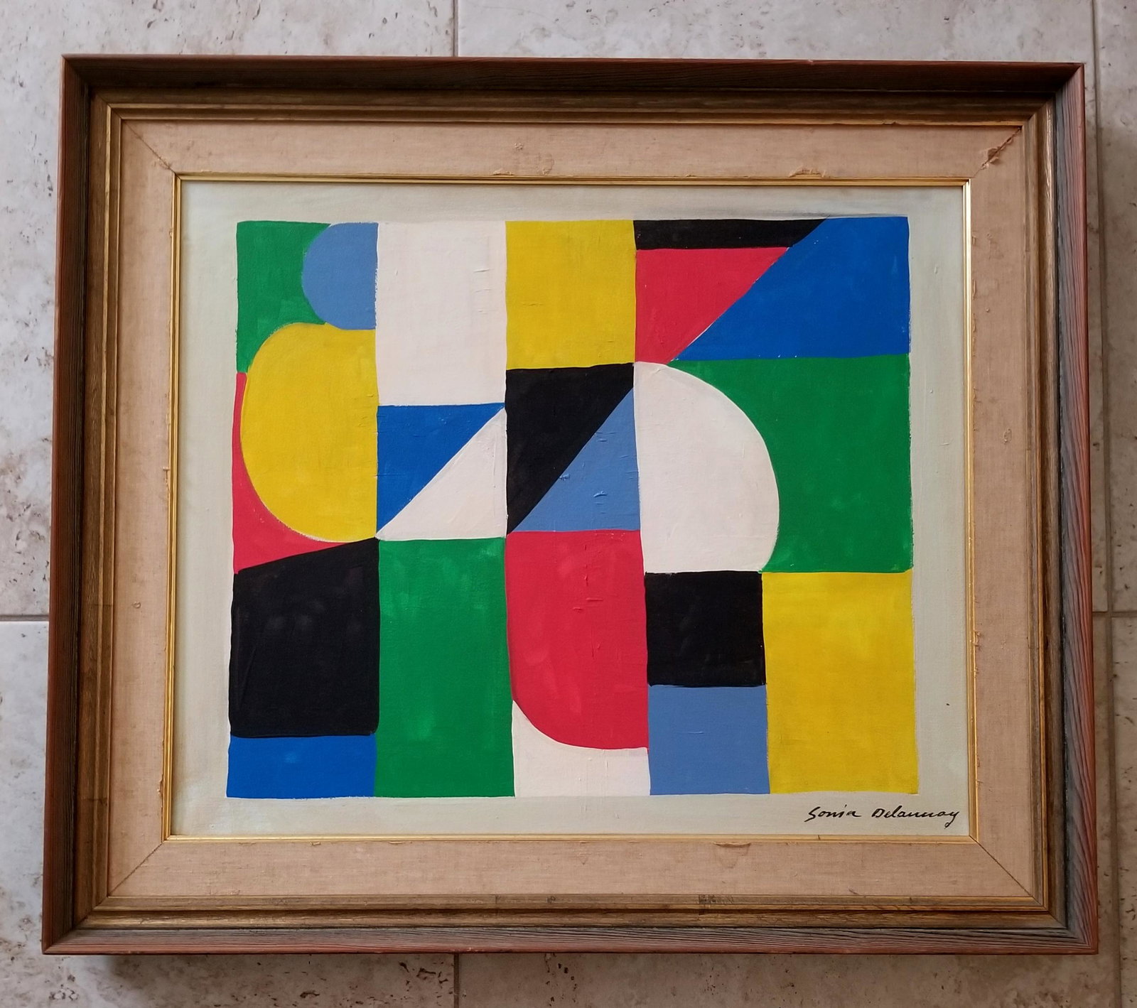 Sonia Delaunay Oil Canvas: Attributed to Sonia Delaunay, it does not have a COA. Medium: oil canvas, 30 x 25 inches. Provenance: private owner. Biography: Sonia Delaunay was born in the Ukraine in 1885 and raised in St. Petersb