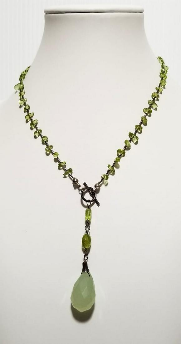 Beautiful 925 Peridot And Cut Jade Necklace (1 of 7)