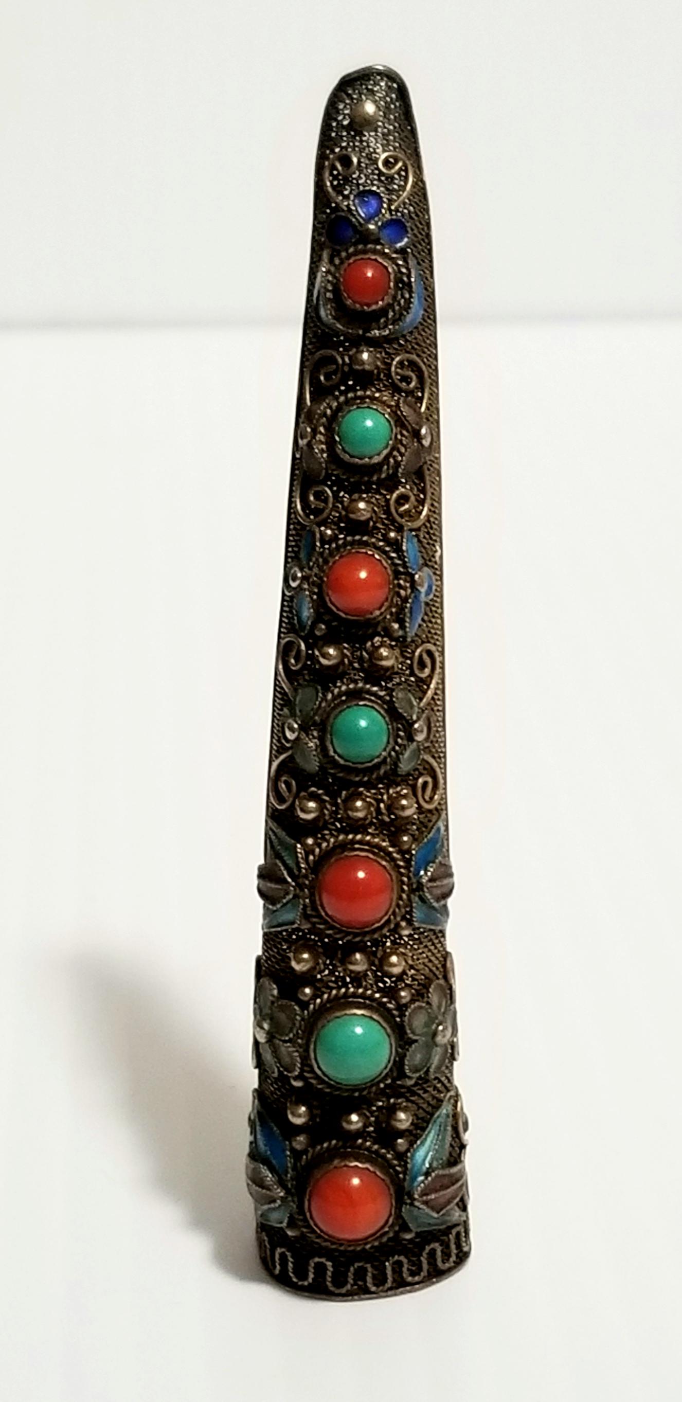 Nice Sterling Silver Nail Enamel Pin Brooch (1 of 9)