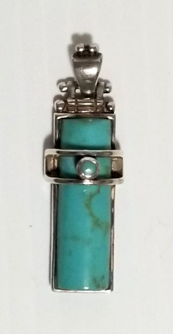 Amazing 925 Sterling Green Turquoise Pendant (1 of 5)