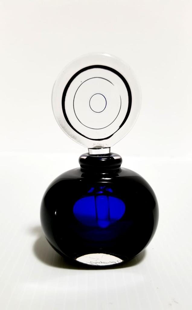 Nice Vintage Blue Crystal Signed Perfume Bottle (1 of 4)