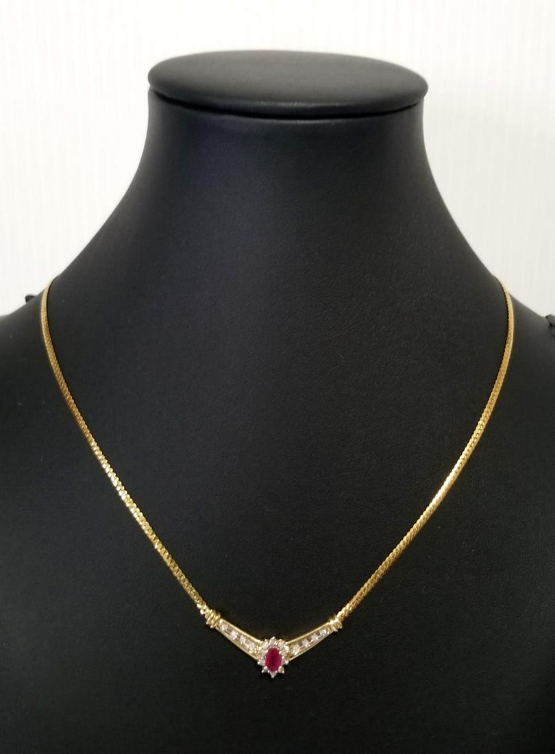Nice 10KT Ruby and Diamond Necklace (1 of 8)