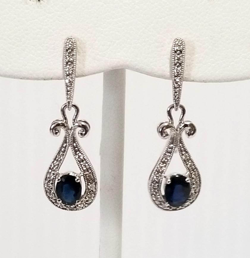 Amazing 14KT Sapphire Diamond Earrings (1 of 8)