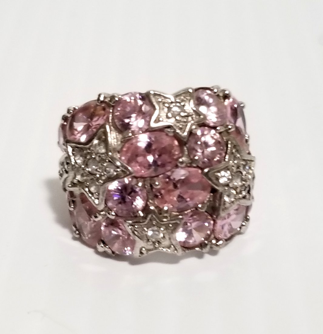 Beautiful 925 Sterling Clear Pink Stone Ring (1 of 6)