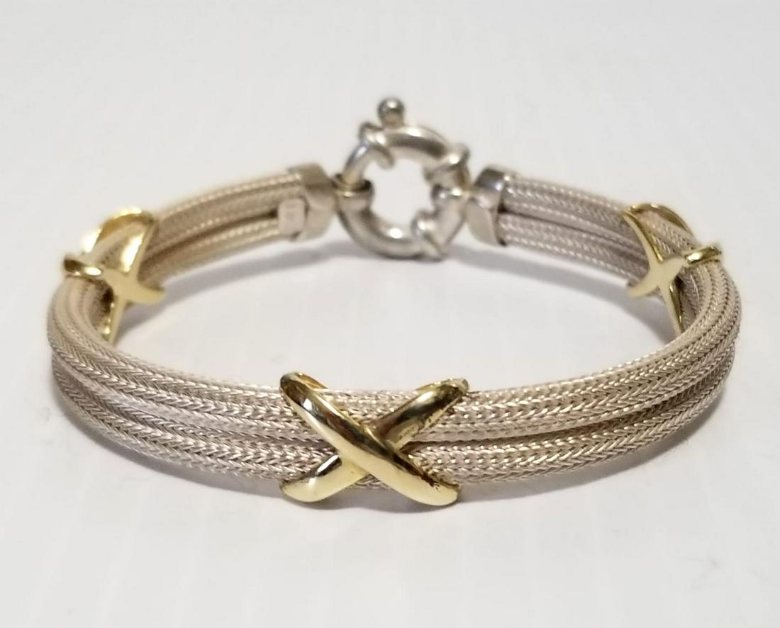 Vintage MB 925 Sterling 14KT Mesh Bracelet (1 of 7)