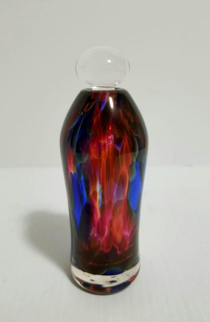 Beautiful Multicolored Signed Crystal Perfume Bottle (1 of 4)