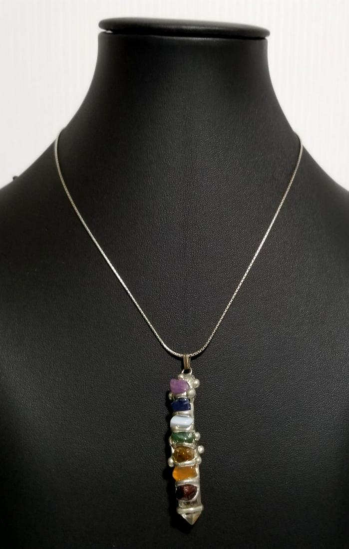 Nice 925 Sterling Multi Stone Pendant Necklace (1 of 7)