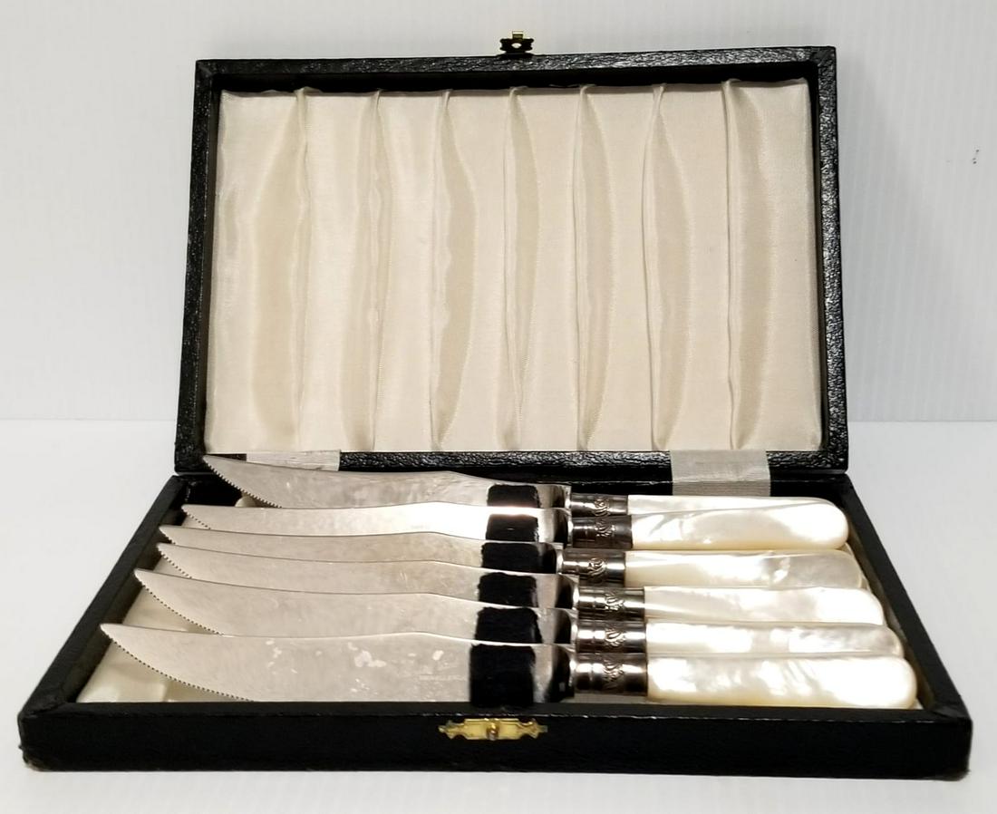 Sheffield Mother of Pearl & Stainless 6 Knives Set (1 of 6)