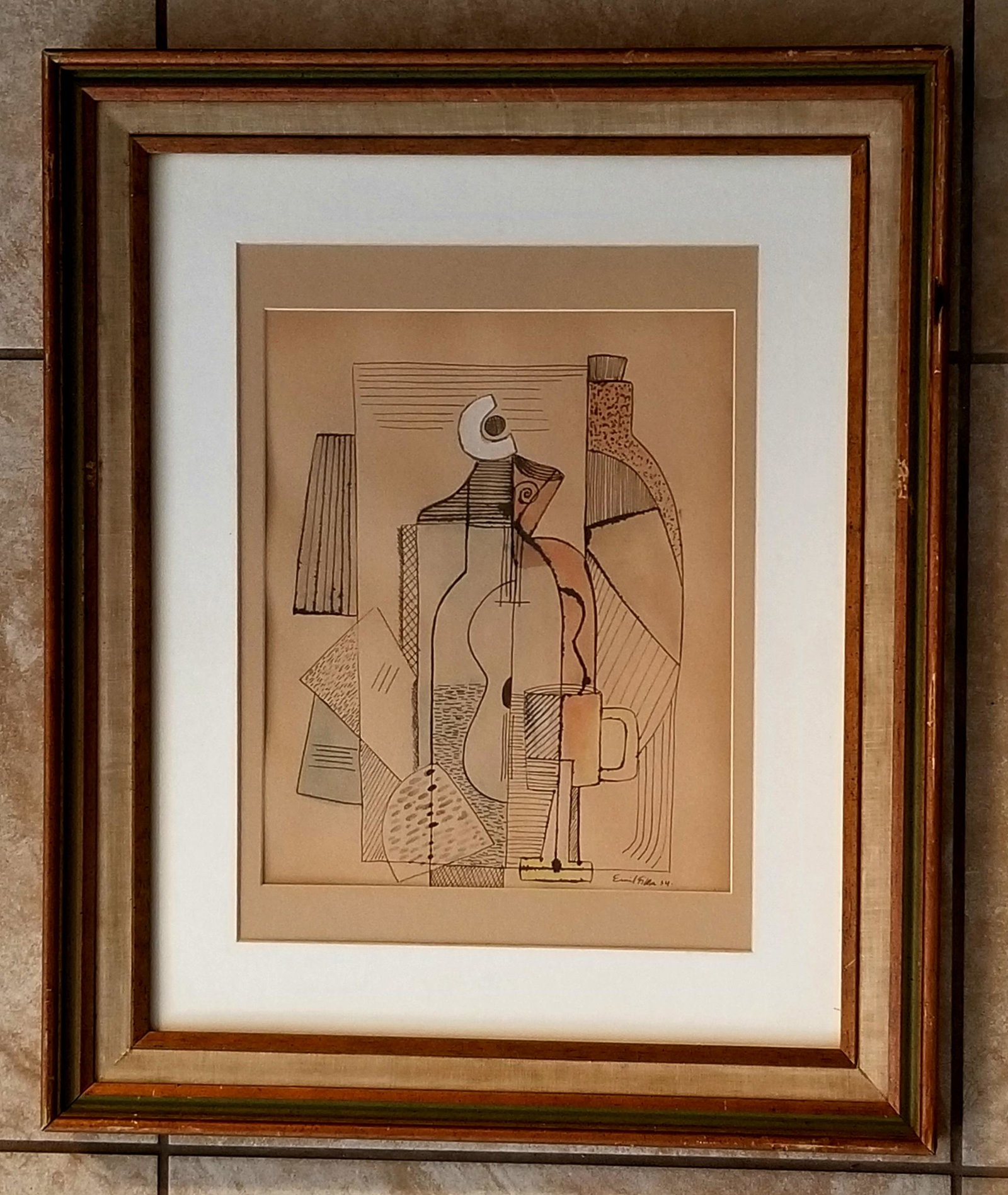 Emil Filla 1934 Mixed Media: Attributed to Emil Filla, it does not have a COA. Medium: mixed media paper. 33.5 x 19.5 inches. Provenance: private owner. Biography: 1882 - 1953. The beginnings of modern Czech art and painting, par