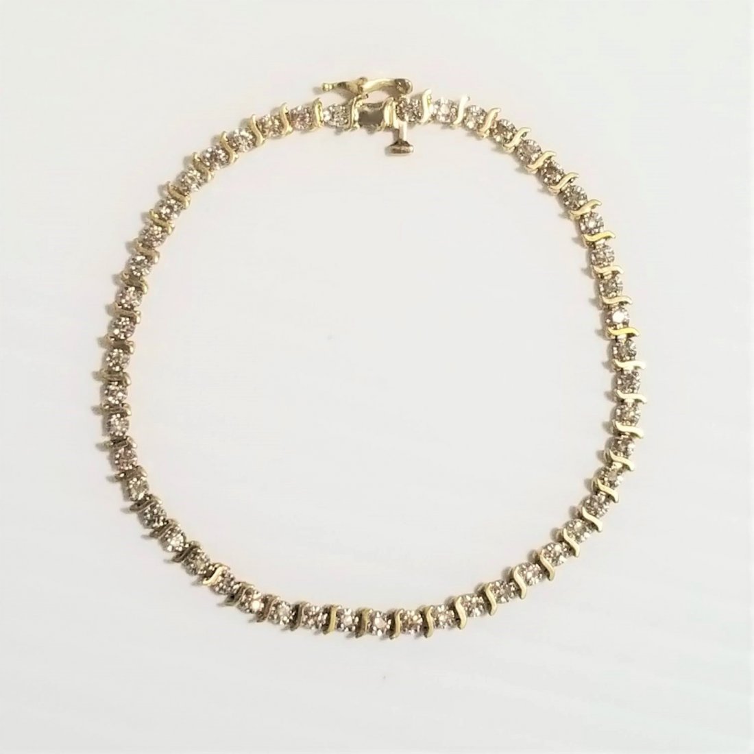 Beautiful 10KT Gold Clear Diamonds Bracelet (1 of 7)