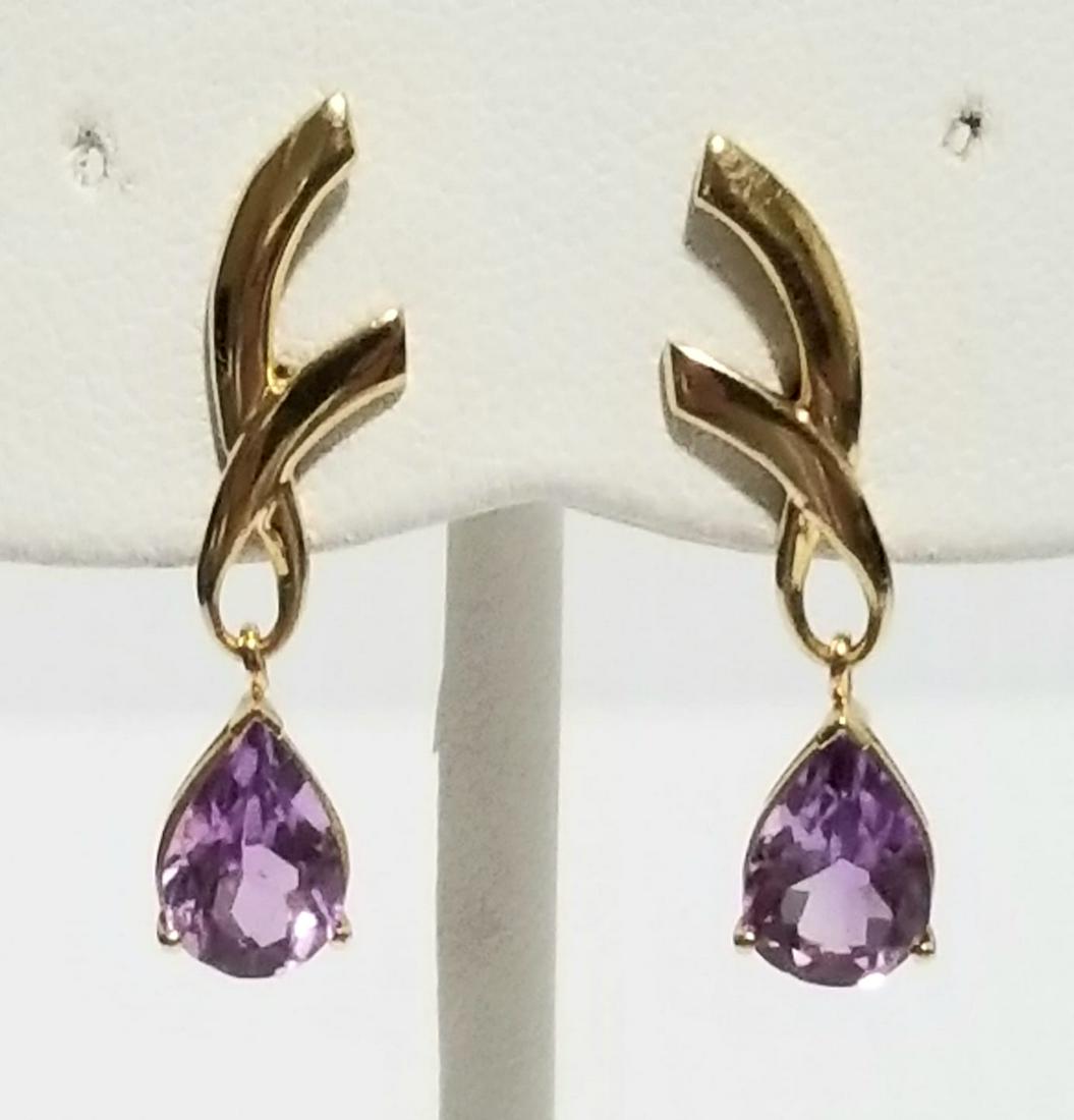 Nice 14 KT Gold Amethyst Earrings (1 of 8)
