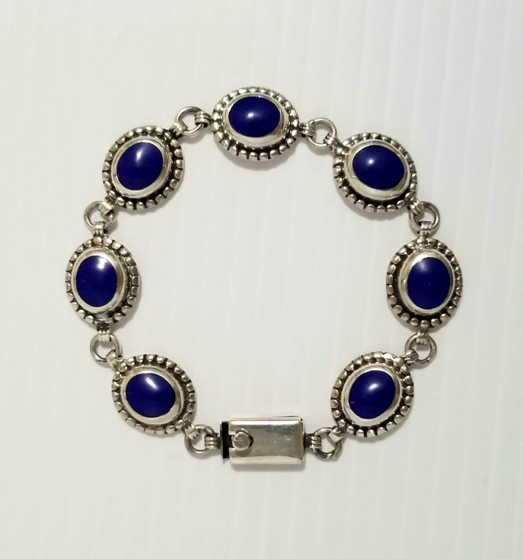 Amazing 925 Sterling Mexico Blue Turquoise Bracelet (1 of 5)