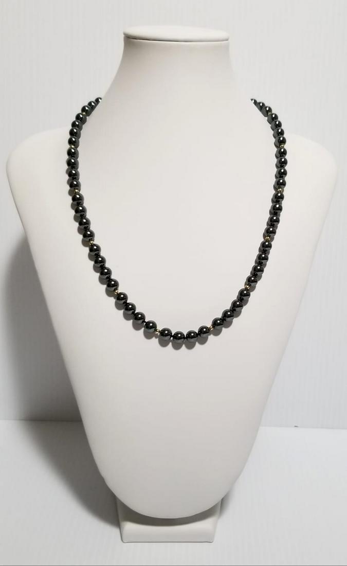 Vintage 14 KT Natural Black Stone Necklace (1 of 4)