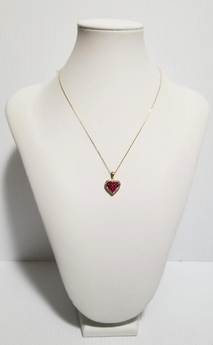 Beautiful 14KT Diamond Ruby Heart Necklace (1 of 9)