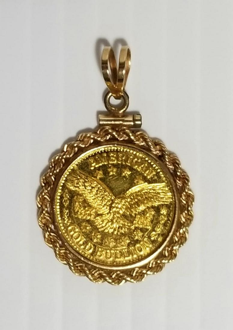 Nice 14KT 1/10 oz 999 Fine Gold Coin Pendant (1 of 7)