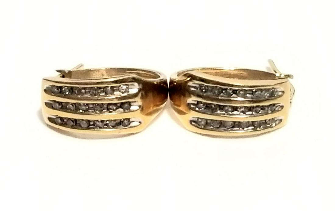 Nice 10 KT Gold Clear Diamonds Earrings (1 of 6)