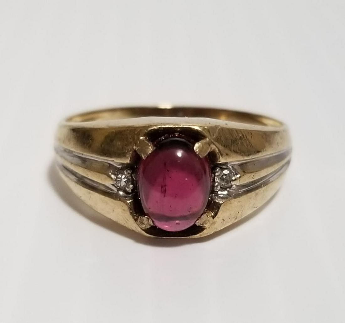 Nice 10KT Gold Granate Diamond Ring (1 of 7)