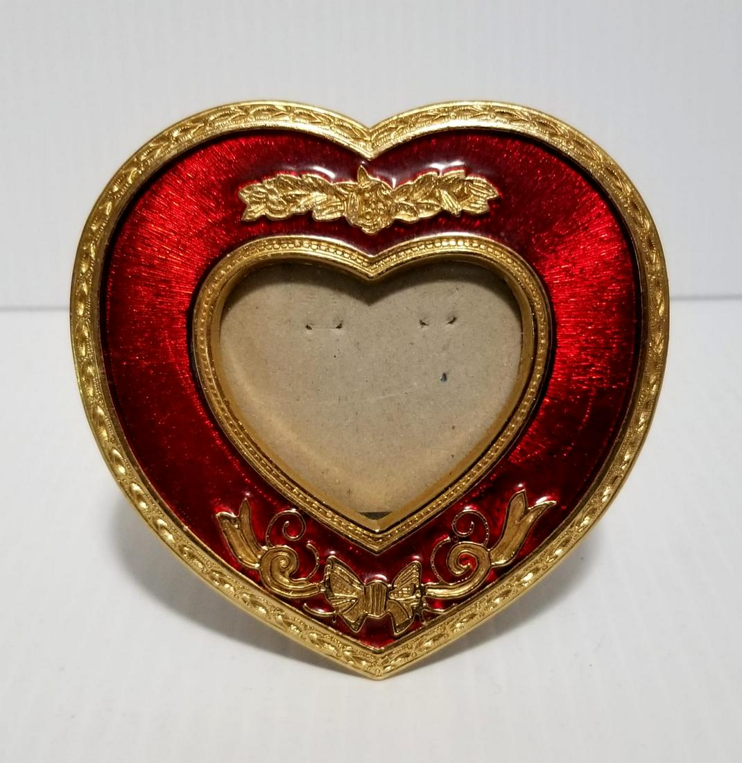 Vintage Enamel Red Heart Picture Frame (1 of 2)