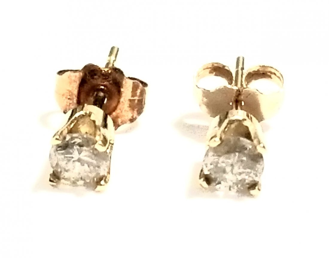 Nice 14KT Yellow Gold Diamond Earrings (1 of 5)