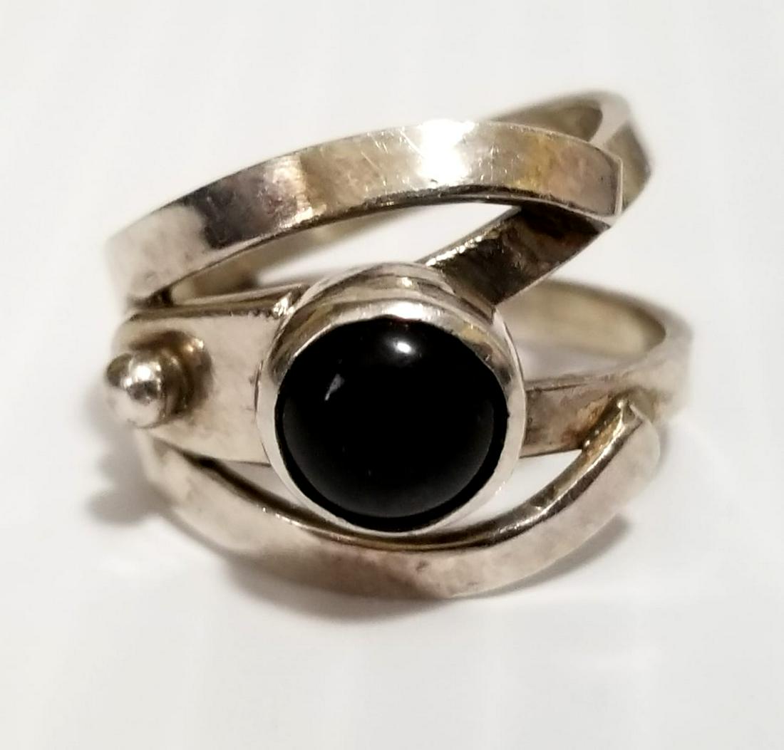 Amazing Art Deco 925 Sterling Silver Black Onyx Ring (1 of 7)