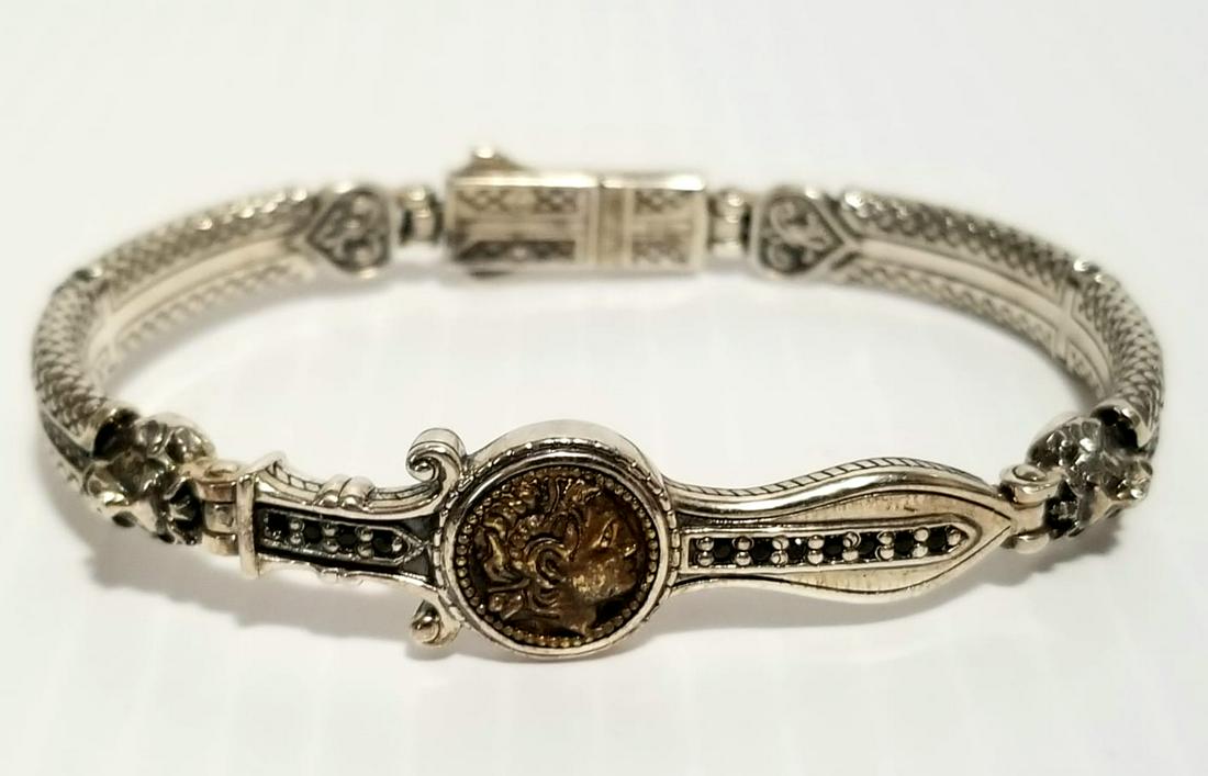 Konstantino Alexander Coin Lion Cuff Silver Bracelet (1 of 13)
