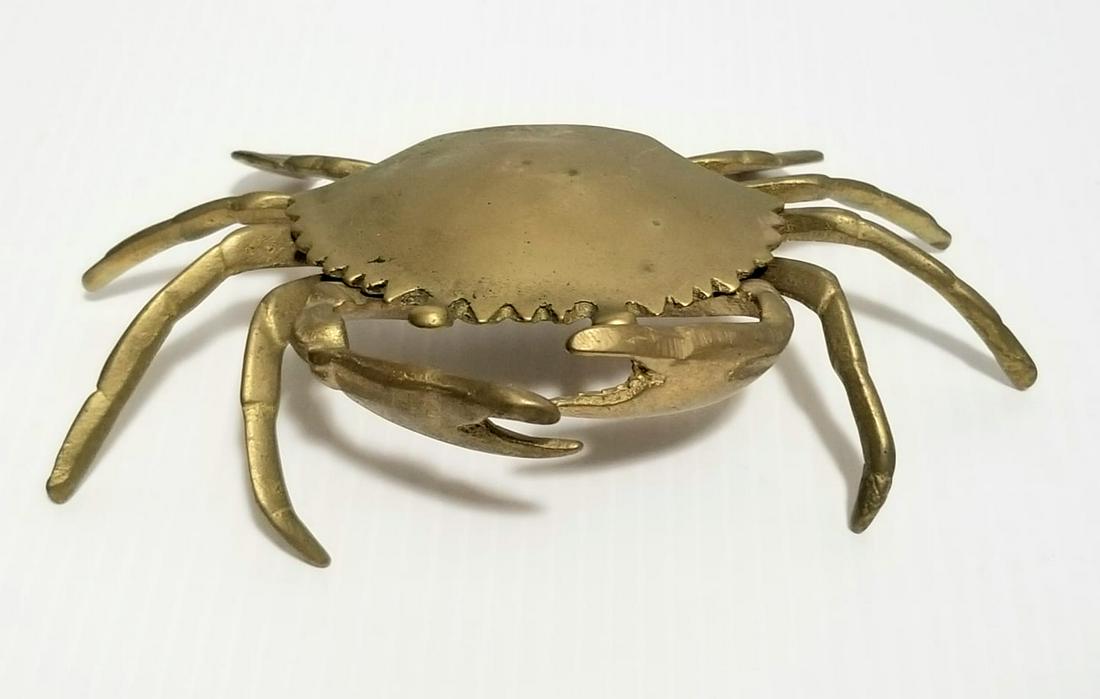 Mid Century Brass Crab Box Ashtray (1 of 6)
