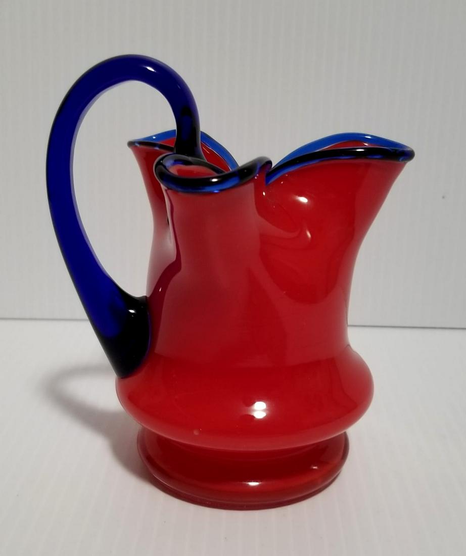 Beautiful Murano Red and Blue Pitcher (1 of 5)