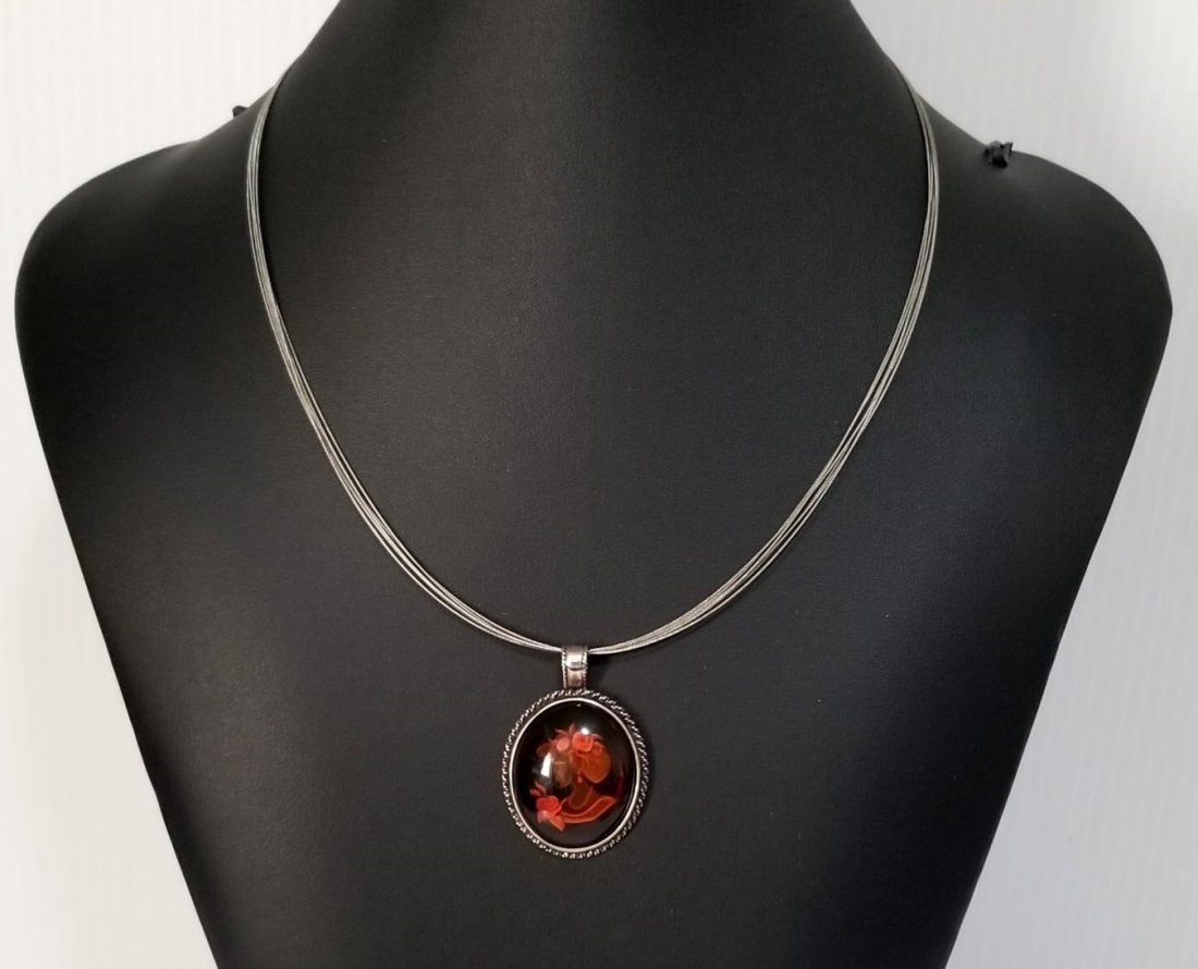 Beautiful 925 Sterling Lady Amber Necklace (1 of 8)