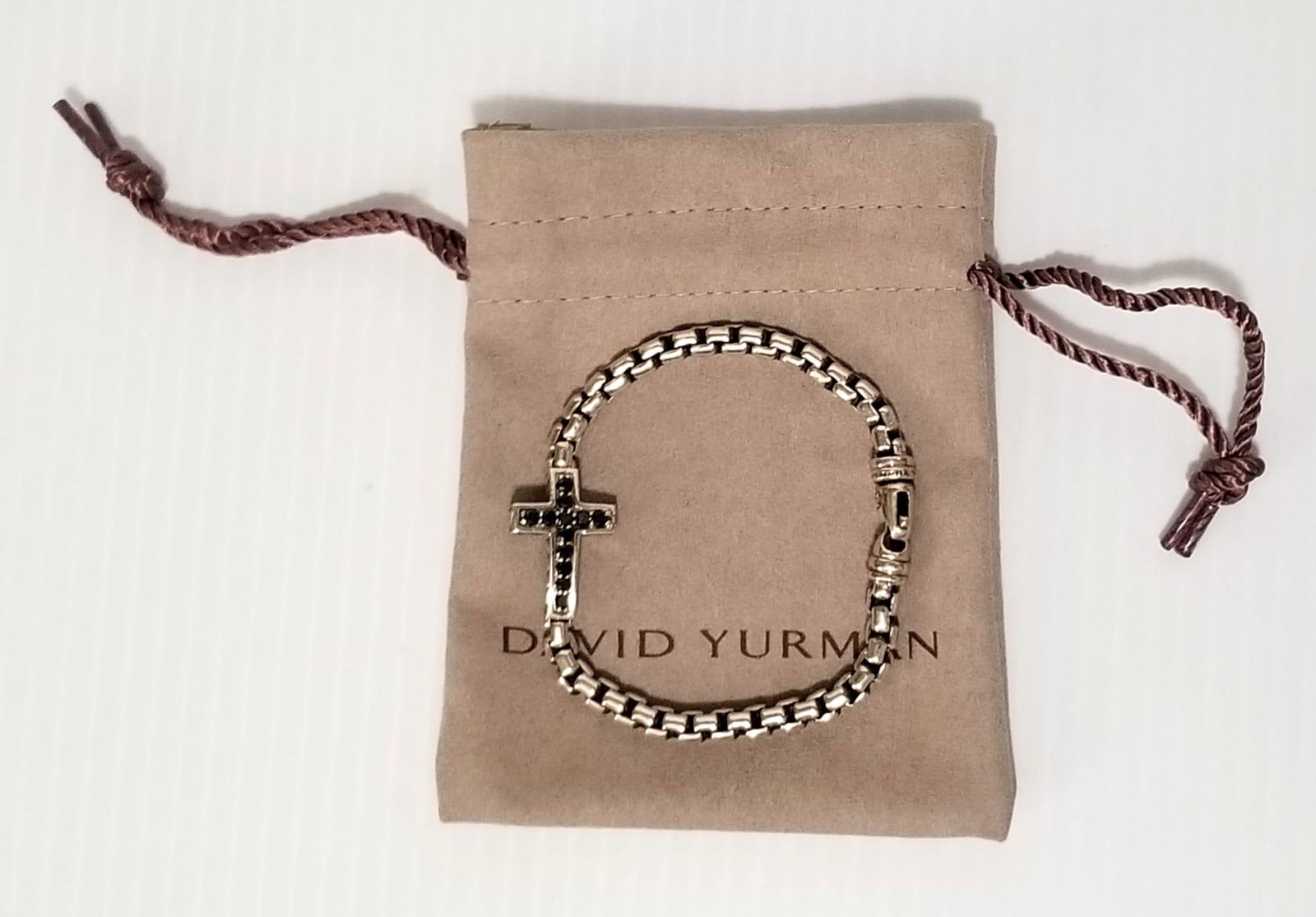 David Yurman 925 Black Diamonds Cross Bracelet (1 of 5)