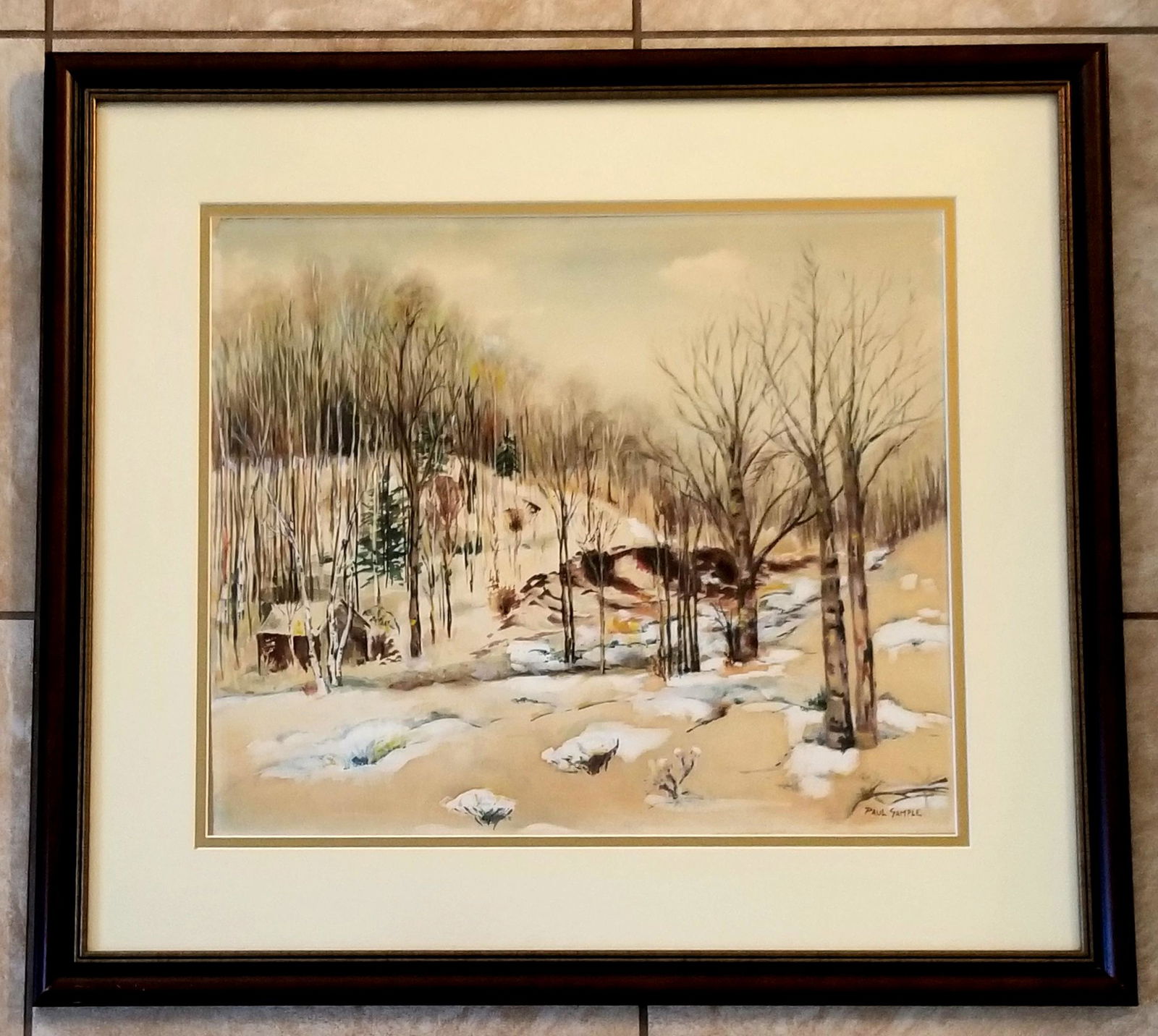 Paul Starrett Sample American (1896-1974) Watercolor: Paul Starrett Sample beautiful landscape watercolor, mid century, 31 x 28 inches. Provenance: private owner from Dallas. Biography: Born in Louisville, Kentucky, Paul Sample established his reputation