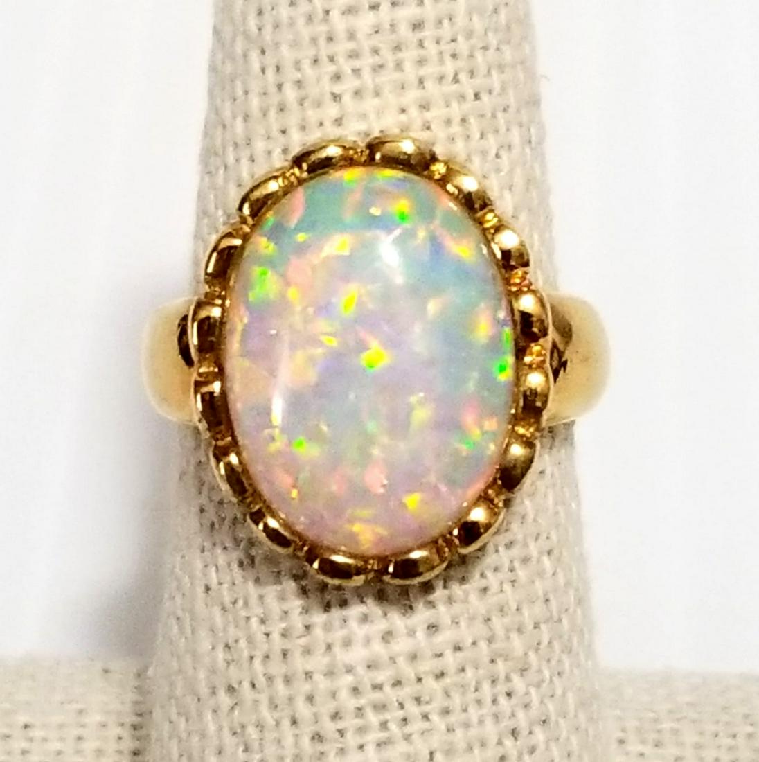 Beautiful 925 Yellow Sterling Opal Cabochon Ring (1 of 6)