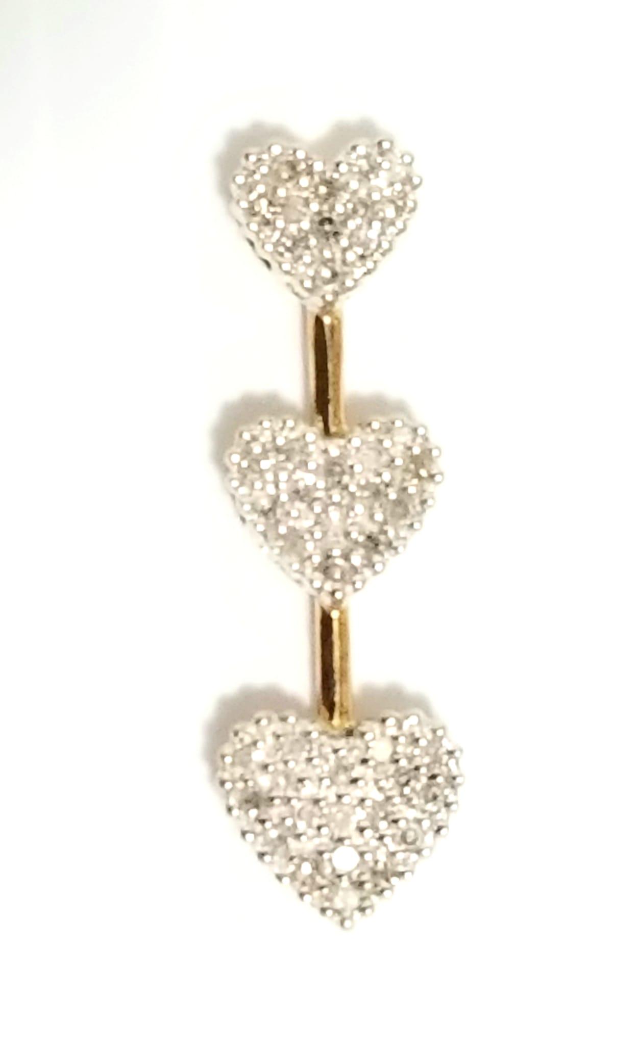 Nice 3 Hearts 10 KT Diamond Pendant (1 of 5)