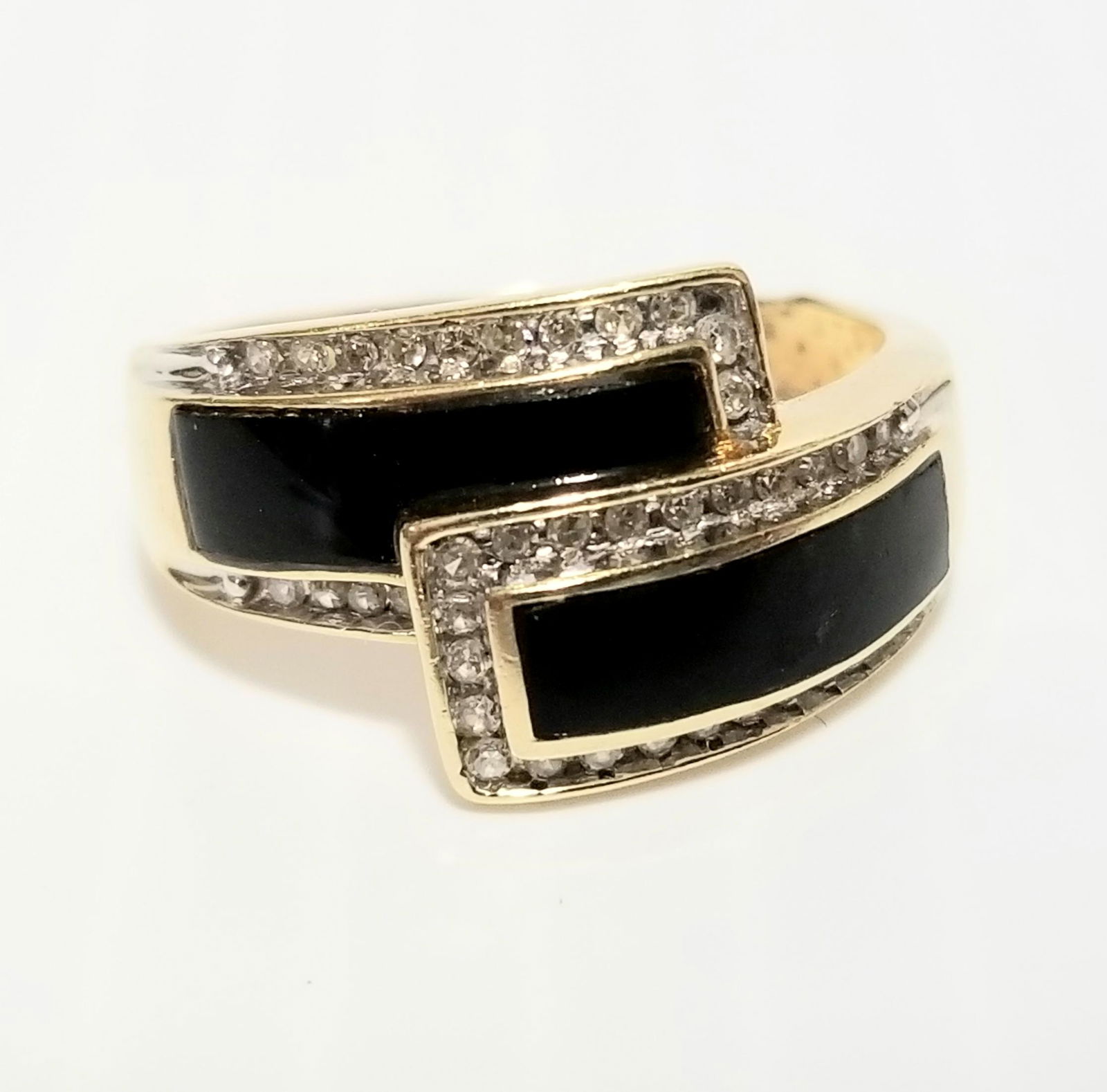 Nice 14KT ADL Clear Diamond and Onyx Ring (1 of 8)