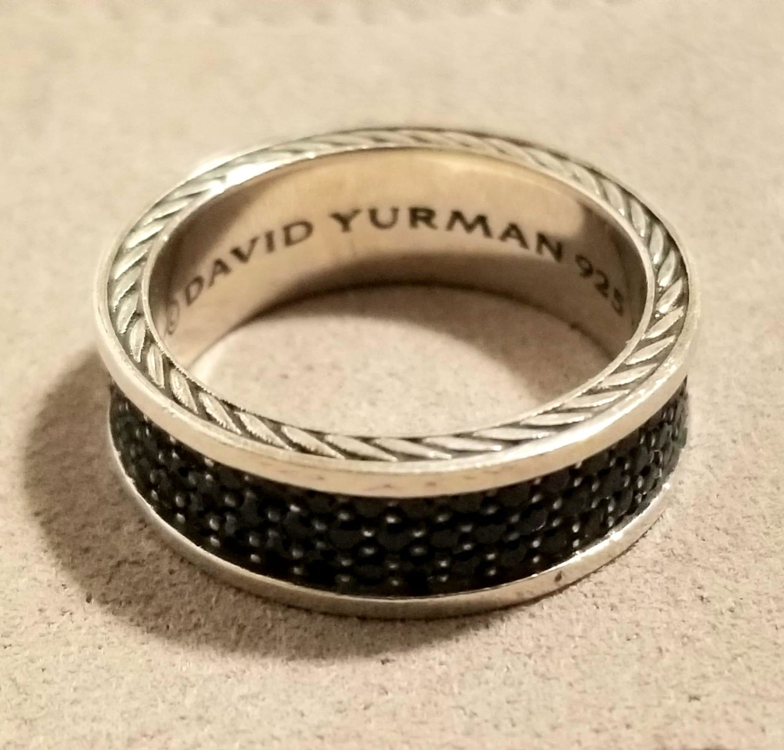 Amazing David Yurman 925 Band Black Stone Ring (1 of 5)