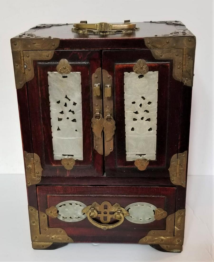 Vintage Chinese Jade Brass Chest (1 of 9)
