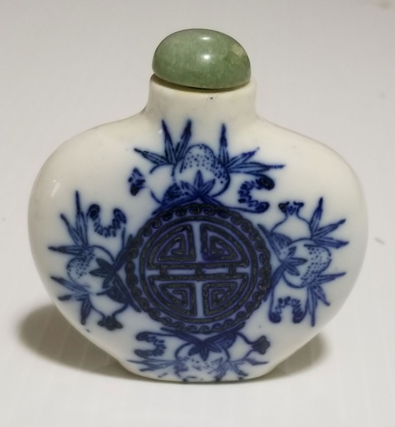 Vintage Jade Top Porcelain Snuff Bottle (1 of 3)