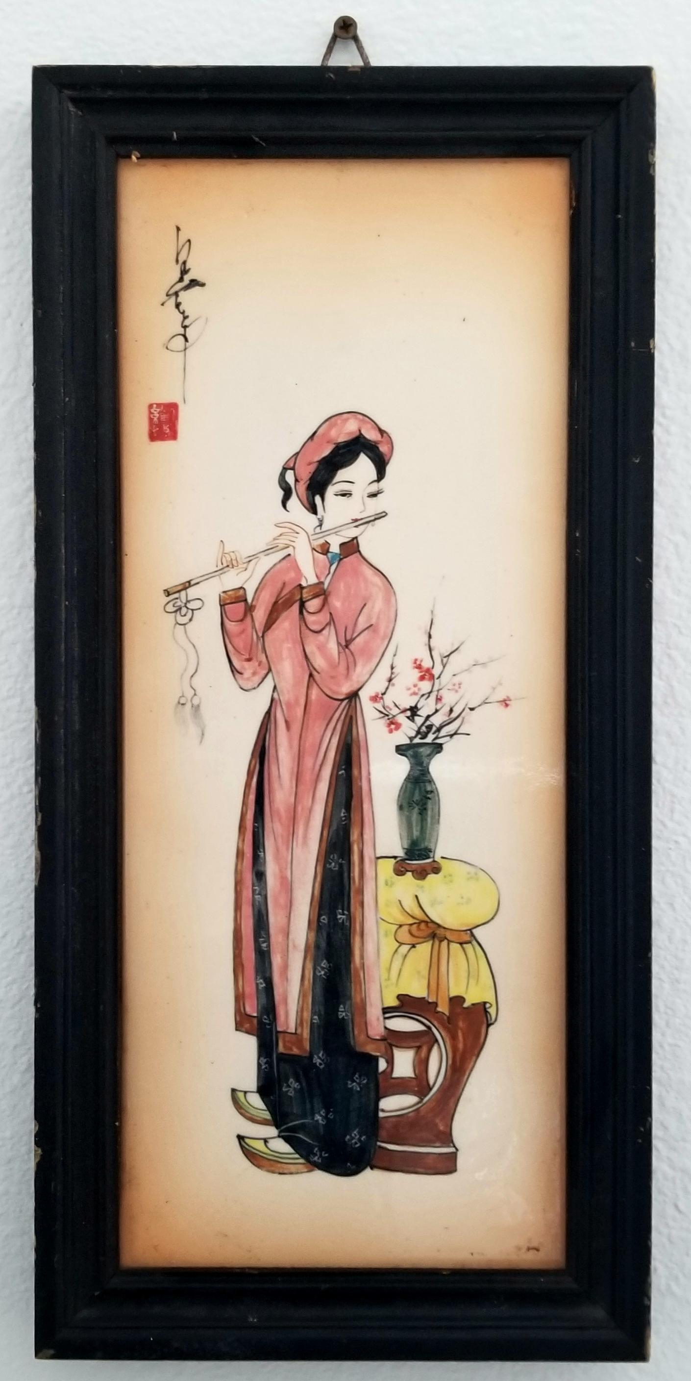 Vintage Chinese Signed Porcelain Plaque (1 of 2)